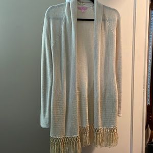 EUC Lilly Pulitzer Tatum Long Fringe Hem Cardigan